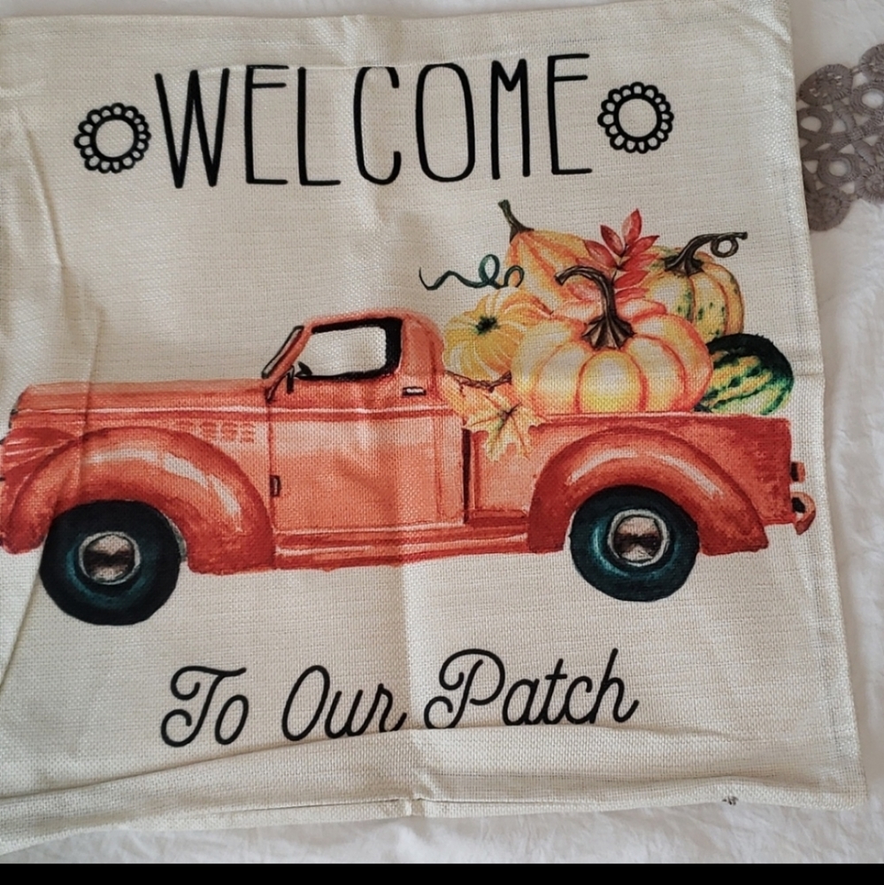 Orange truck pillow case zipper at bottom